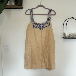 J.Crew Embroidered 100% Linen Sleeveless Mini Shift Dress Size 10